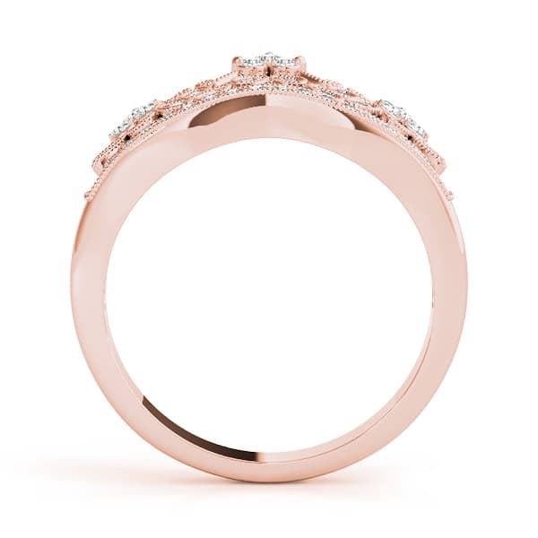 Nature Inspired Milgrain Prong In Channel Fashion Ring (0.3 ct. tw.), Side view in rose gold