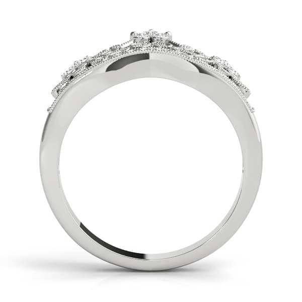 Nature Inspired Milgrain Prong In Channel Fashion Ring (0.3 ct. tw.), Side view in white gold or platinum