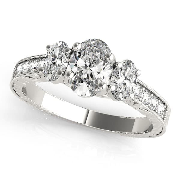 ENGAGEMENT RINGS 3 STONE OVAL — style 82818 in 10k White Gold