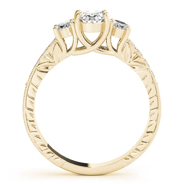 3 Stone Oval Engagement Ring, style 82818, Side view in yellow gold