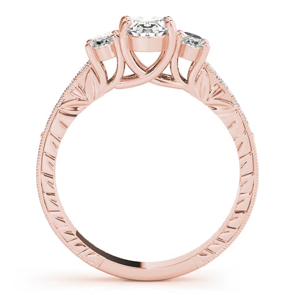 3 Stone Oval Engagement Ring, style 82818, Side view in rose gold