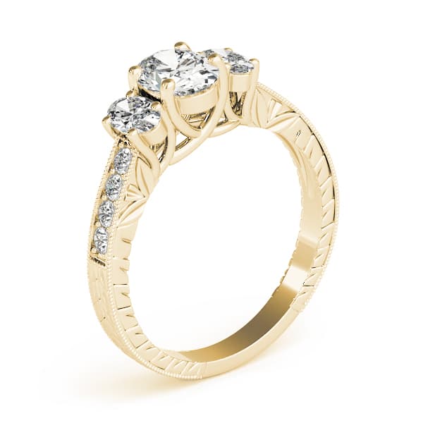 3 Stone Oval Engagement Ring, style 82818, Top view in yellow gold