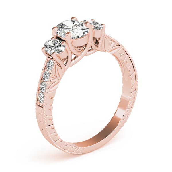 3 Stone Oval Engagement Ring, style 82818, Top view in rose gold