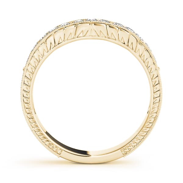 Prong In Channel Filigree Milgrain Curved Wedding Band (1/3 ct. tw.), Side view in yellow gold