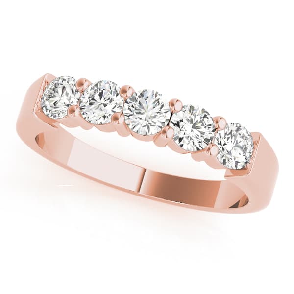 Shared Prong Wedding Band (1/2 ct. tw.), Front view in rose gold