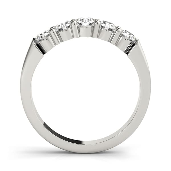 Shared Prong Wedding Band (2 ct. tw.), Side view in white gold or platinum