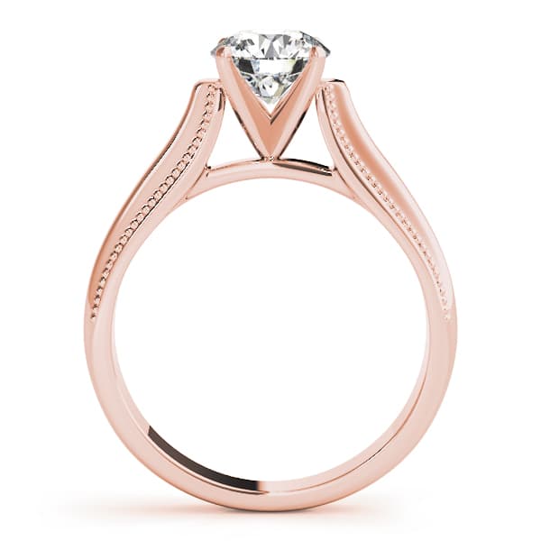 Solitaire Round Milgrain Cathedral Engagement Ring, style 82824, Side view in rose gold
