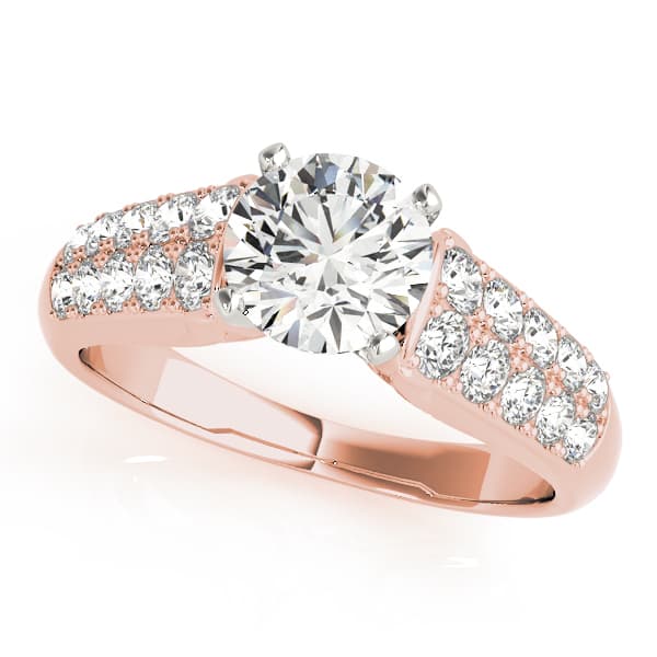Pavé Engagement Ring, style 82825, Front view in rose gold