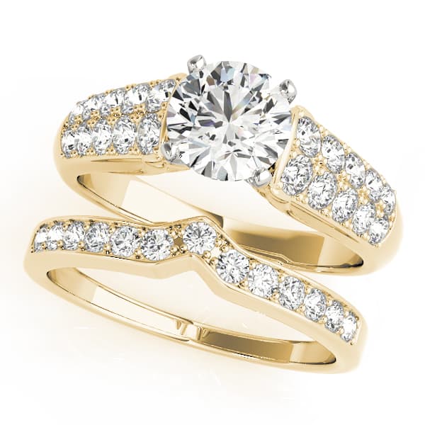 Pavé Engagement Ring, style 82825, On hand view in yellow gold