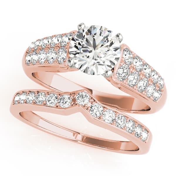 Pavé Engagement Ring, style 82825, On hand view in rose gold