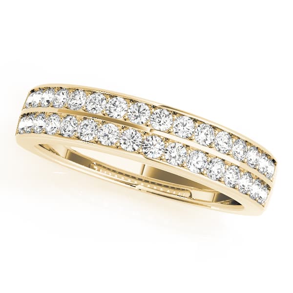 Double Row Prong Set Wedding Rings (0.54 ct. tw.), Front view in yellow gold