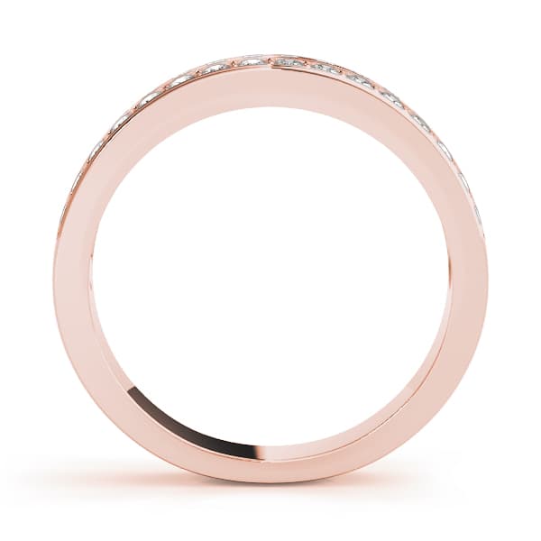 Double Row Prong Set Wedding Rings (0.54 ct. tw.), Side view in rose gold
