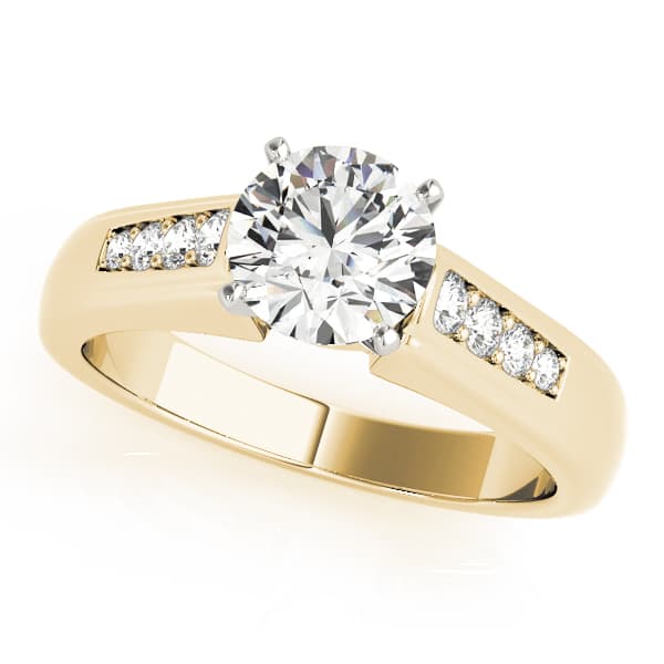Single Row Channel Set Engagement Ring, style 82831, Front view in yellow gold