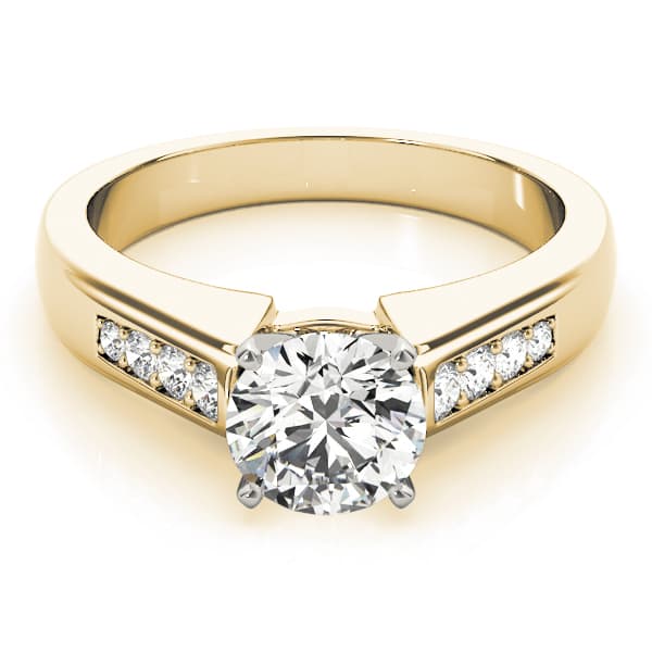 Single Row Channel Set Engagement Ring, style 82831, On hand view in yellow gold