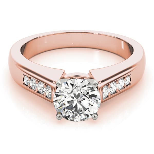 Single Row Channel Set Engagement Ring, style 82831, On hand view in rose gold