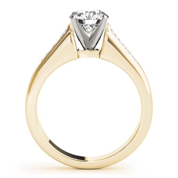 Single Row Channel Set Engagement Ring, style 82831, Side view in yellow gold