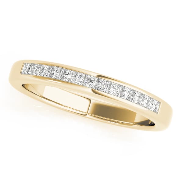 Channel Fancy Shape Princess Cut Wedding Band (1/4 ct. tw.), Front view in yellow gold