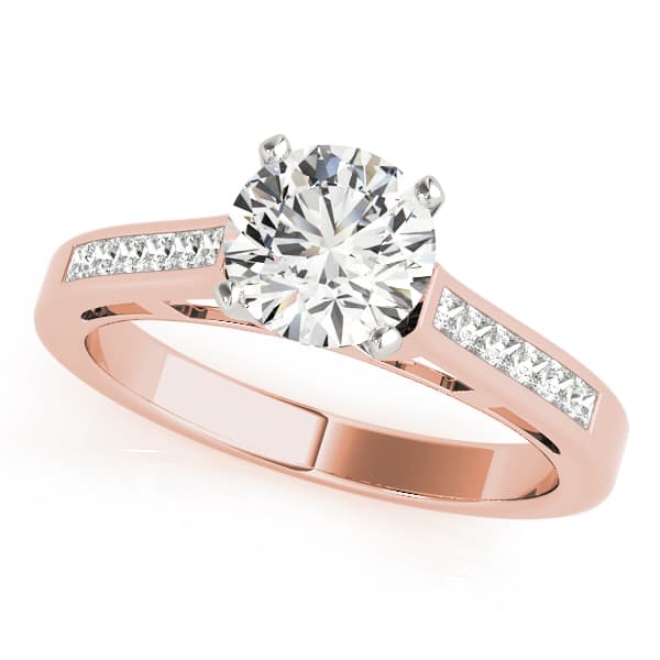 Fancy Shape Princ Engagement Ring, style 82836, Front view in rose gold