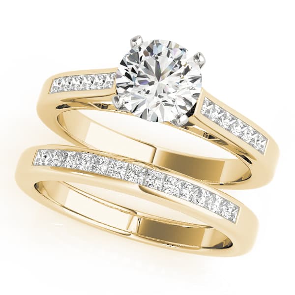 Fancy Shape Princ Engagement Ring, style 82836, On hand view in yellow gold
