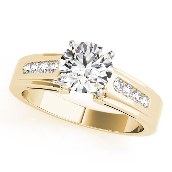 Fancy Shape Princ Engagement Ring, style 82837, Front view in yellow gold