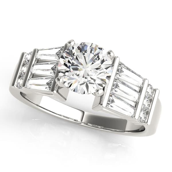 Fancy Shape Baguette & Round Engagement Ring — style 82841 in 10k White Gold