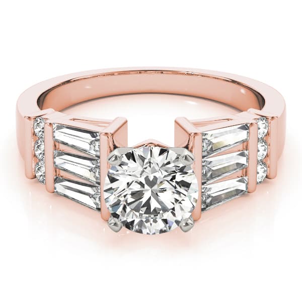 Fancy Shape Baguette & Round Engagement Ring, style 82841, On hand view in rose gold