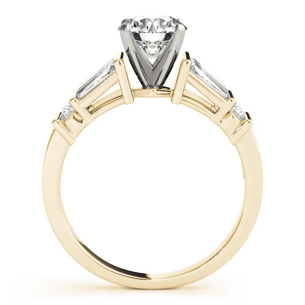 Fancy Shape Baguette & Round Engagement Ring, style 82841, Side view in yellow gold