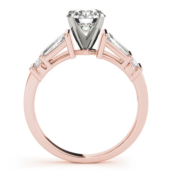 Fancy Shape Baguette & Round Engagement Ring, style 82841, Side view in rose gold