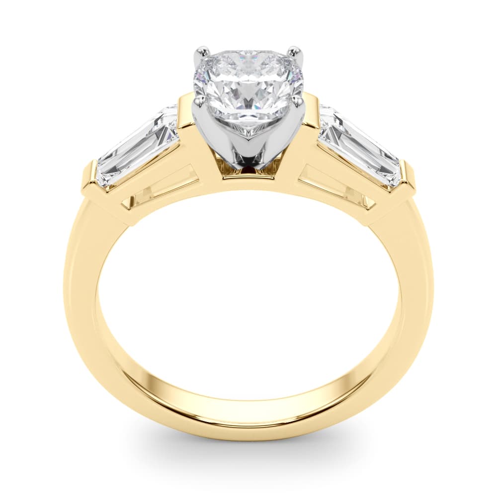 Baguette 3-Stone Engagement Ring, style 82844, Top view in yellow gold