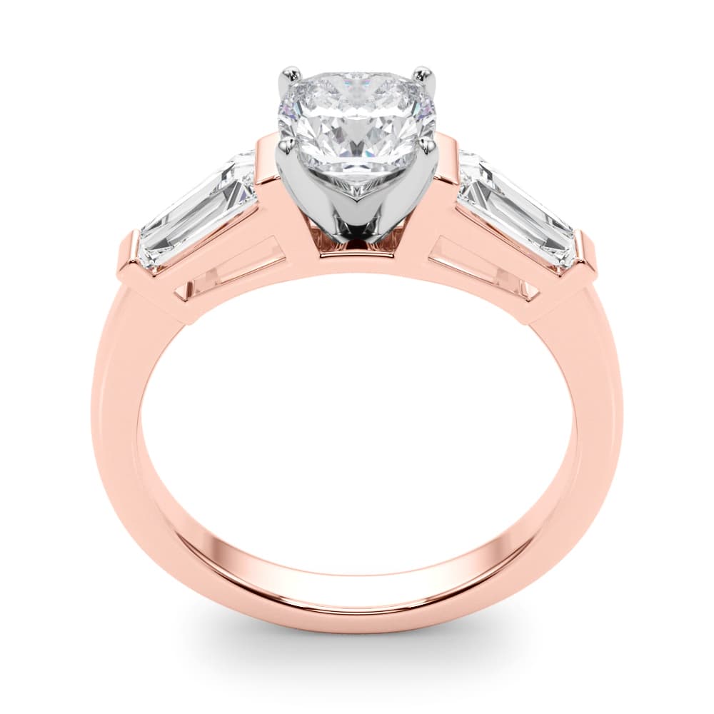 Baguette 3-Stone Engagement Ring, style 82844, Top view in rose gold