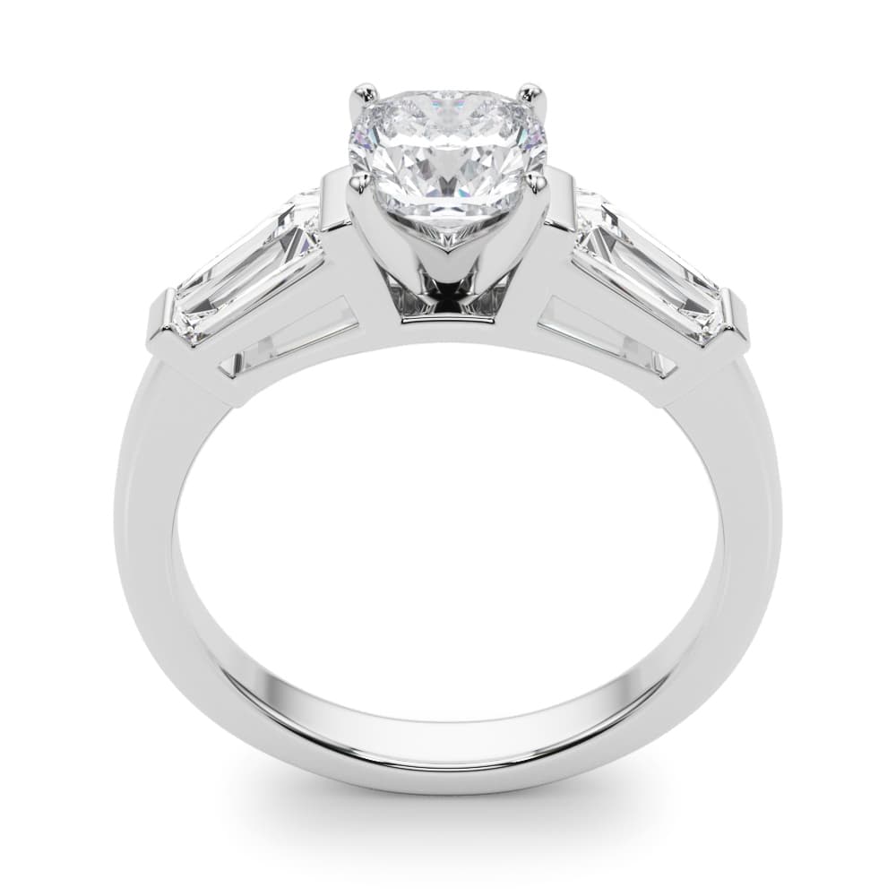 Baguette 3-Stone Engagement Ring, style 82844, Top view in white gold or platinum