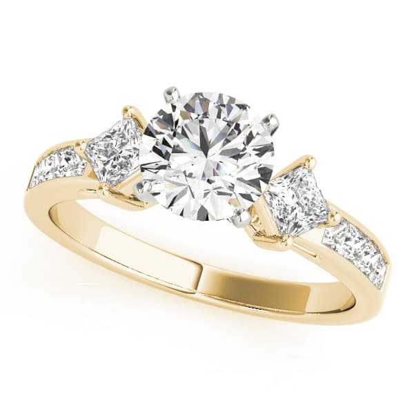 Cluster Sides Engagement Ring, style 82845, Front view in yellow gold