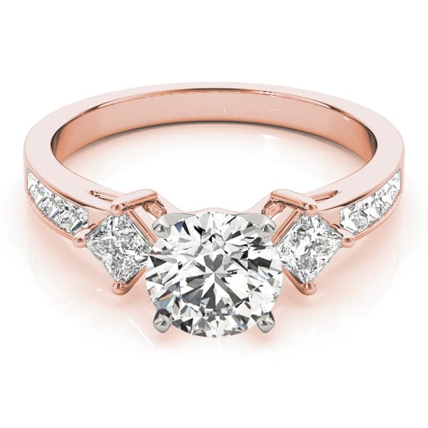 Cluster Sides Engagement Ring, style 82845, On hand view in rose gold