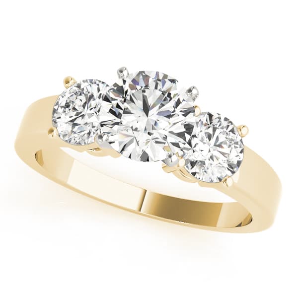 3-Stone Round Engagement Ring, style 82846, Front view in yellow gold