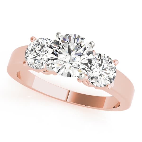 3-Stone Round Engagement Ring, style 82846, Front view in rose gold