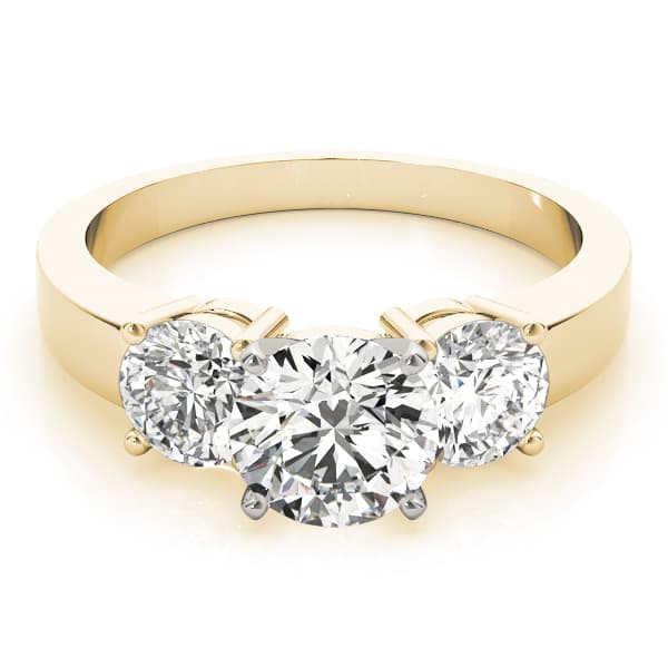 3-Stone Round Engagement Ring, style 82846, On hand view in yellow gold
