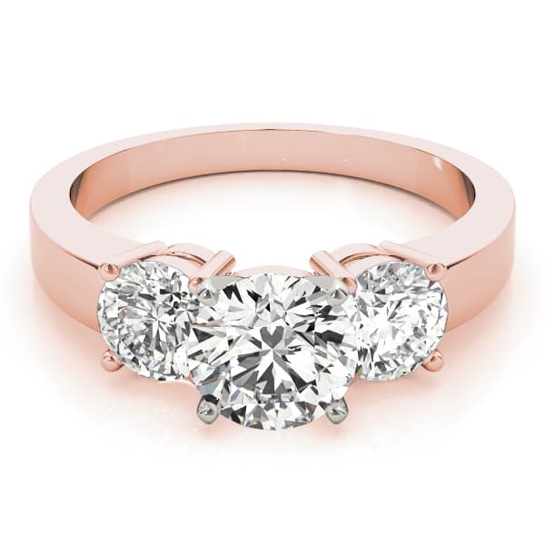 3-Stone Round Engagement Ring, style 82846, On hand view in rose gold
