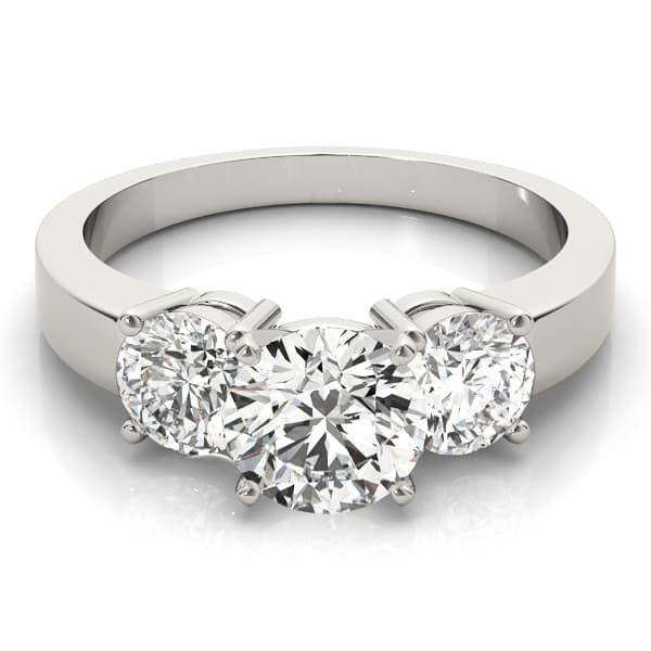 3-Stone Round Engagement Ring, style 82846, On hand view in white gold or platinum