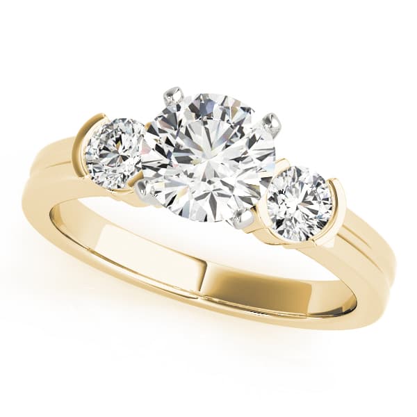 3-Stone Half Bezel Round Engagement Ring, style 82848, Front view in yellow gold