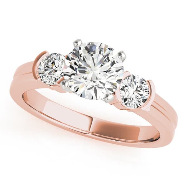 3-Stone Half Bezel Round Engagement Ring, style 82848, Front view in rose gold