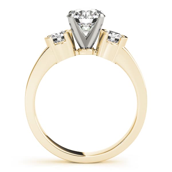 3-Stone Half Bezel Round Engagement Ring, style 82848, Side view in yellow gold