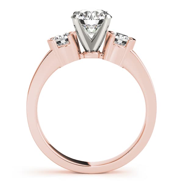 3-Stone Half Bezel Round Engagement Ring, style 82848, Side view in rose gold