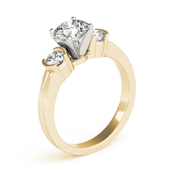 3-Stone Half Bezel Round Engagement Ring, style 82848, Top view in yellow gold
