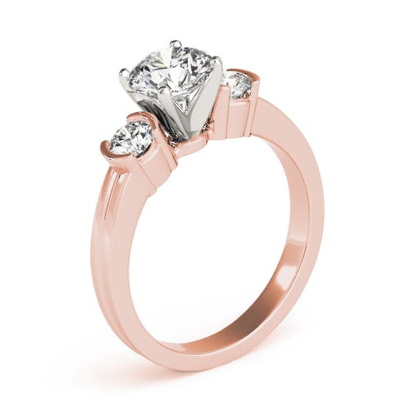 3-Stone Half Bezel Round Engagement Ring, style 82848, Top view in rose gold