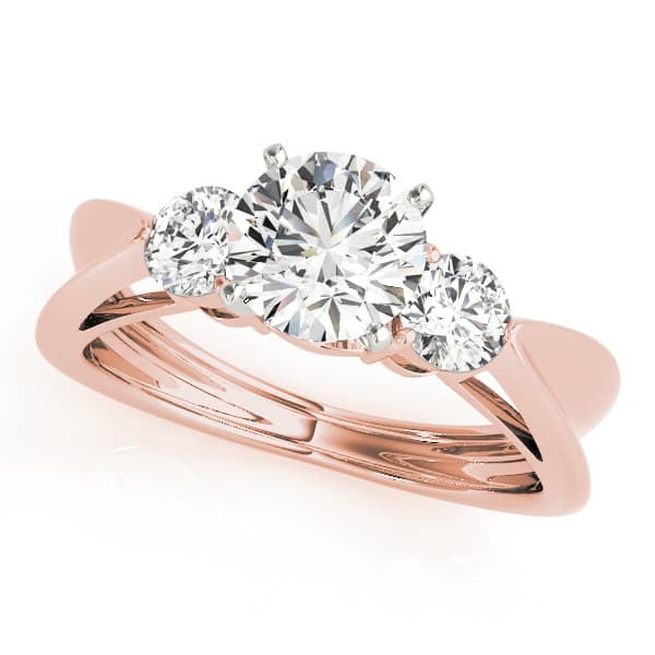 3-Stone Solitaire Plus Engagement Ring, style 82849, Front view in rose gold