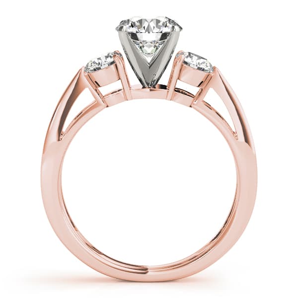3-Stone Solitaire Plus Engagement Ring, style 82849, Side view in rose gold