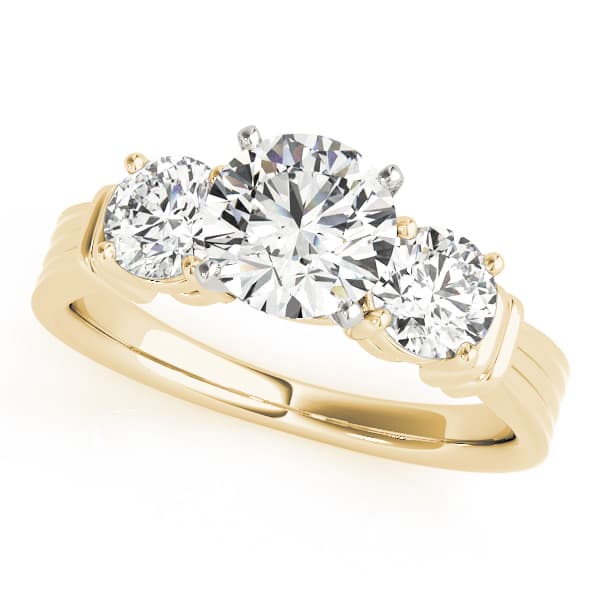 3-Stone Round Engagement Ring, style 82851, Front view in yellow gold
