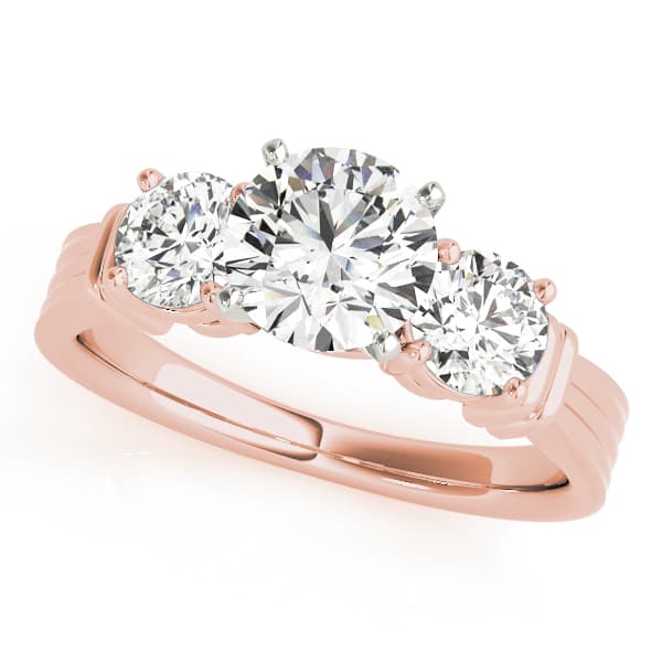 3-Stone Round Engagement Ring, style 82851, Front view in rose gold