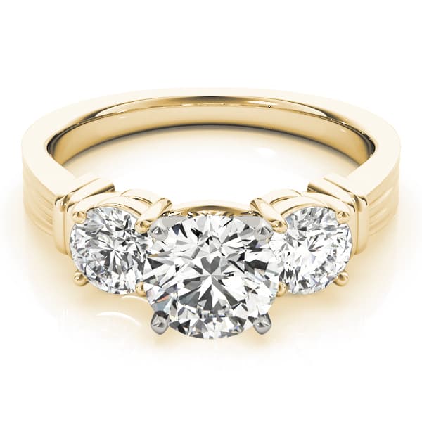 3-Stone Round Engagement Ring, style 82851, On hand view in yellow gold