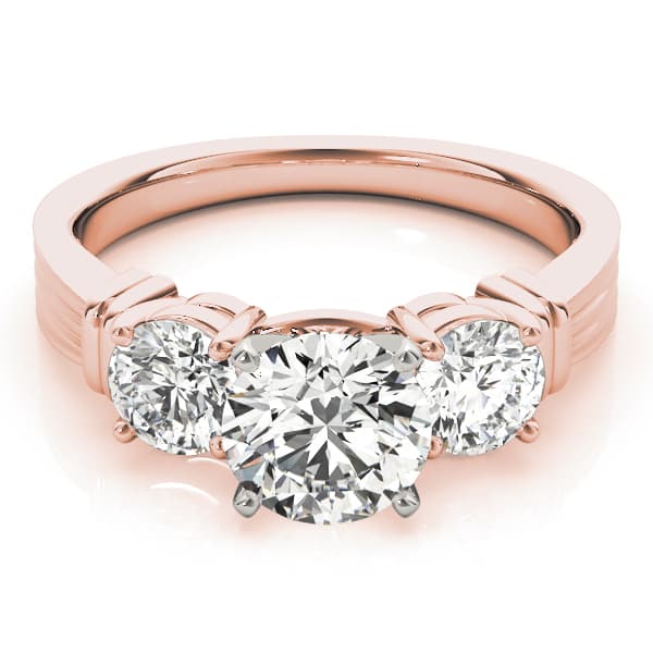 3-Stone Round Engagement Ring, style 82851, On hand view in rose gold